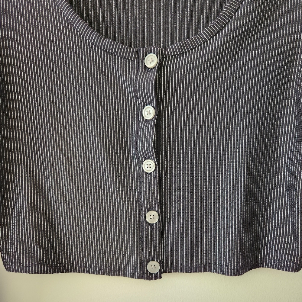 Carbon 38 Cropped Shimmer Stripe Cardigan Black Silver XS NWT NEW - Picture 9 of 12
